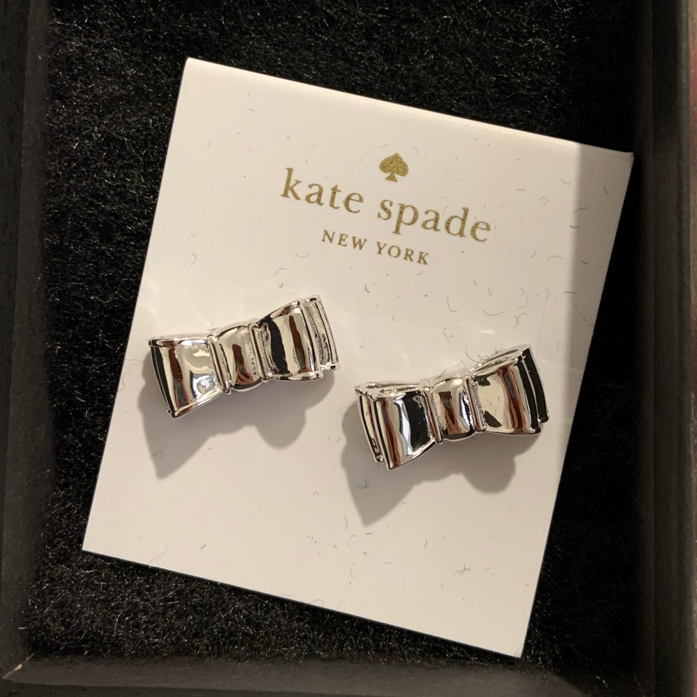 Kate Spade bow moon river silver stud earrings
